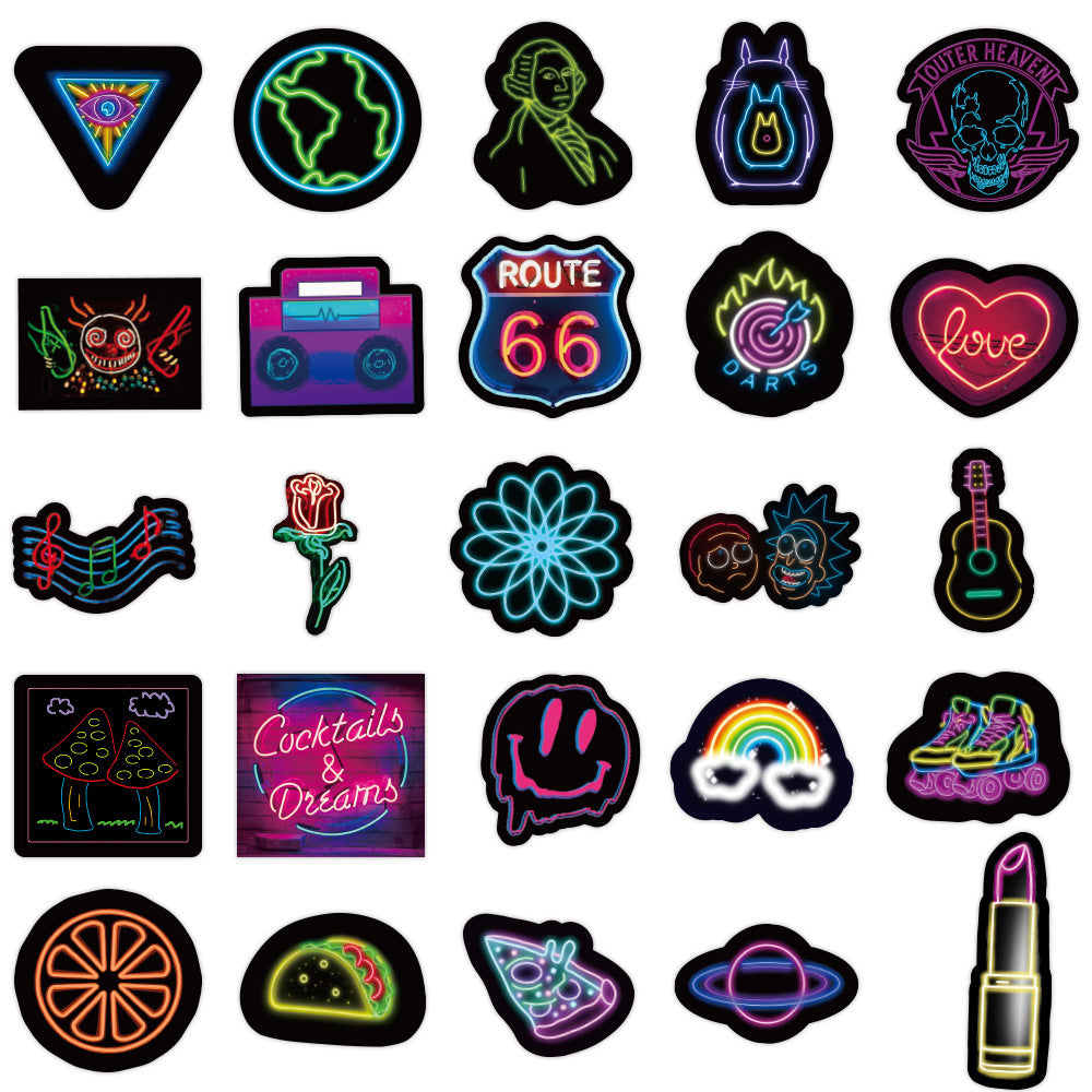 50 Neon Graffiti Stickers Decorative Waterproof Stickers